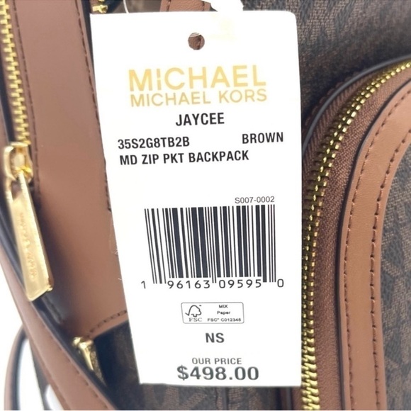 Michael Kors Medium Jaycee Zip Packet Backpack Brown - Picture 13 of 13